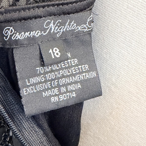 Pisarro Nights Beaded Black Gown Maxi Dress Womens 18 Taffeta Mother of Bride - Picture 7 of 14